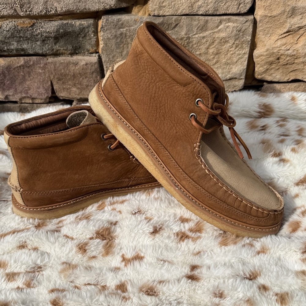 Sperry Brown and Tan Leather Moc Toe Chukka Boots